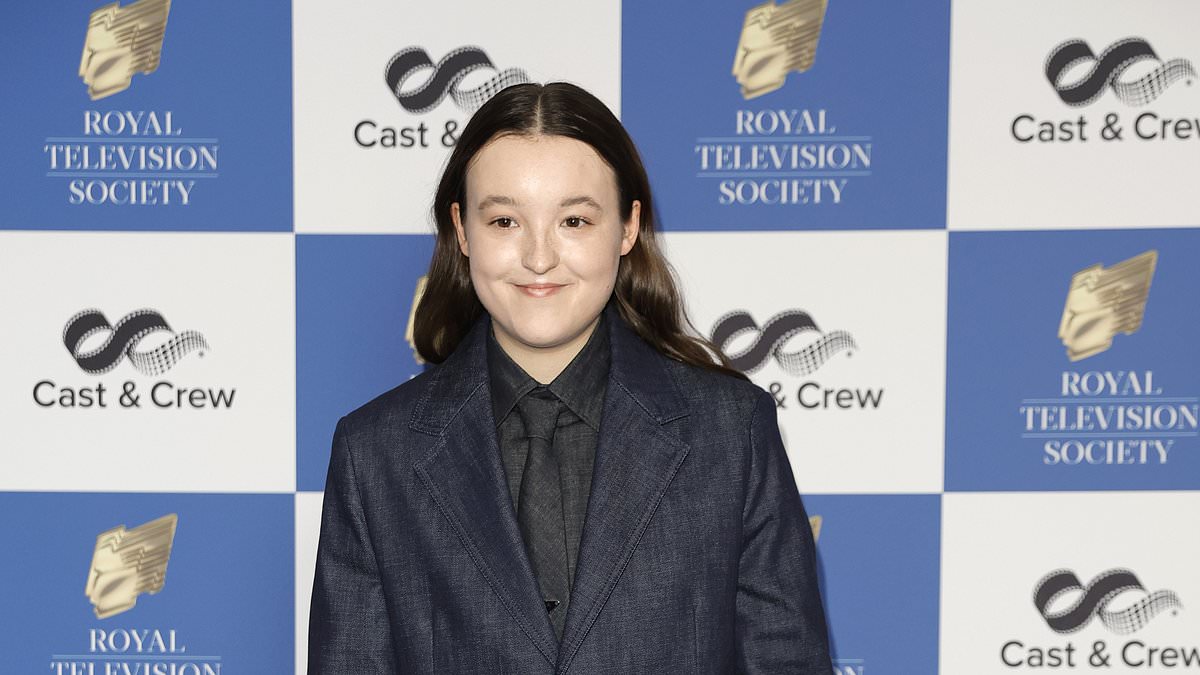 Royal Television Society Awards 2024: Nominee Bella Ramsey looks smart in dark suit and tie as she joins her Time co-stars on the blue carpet