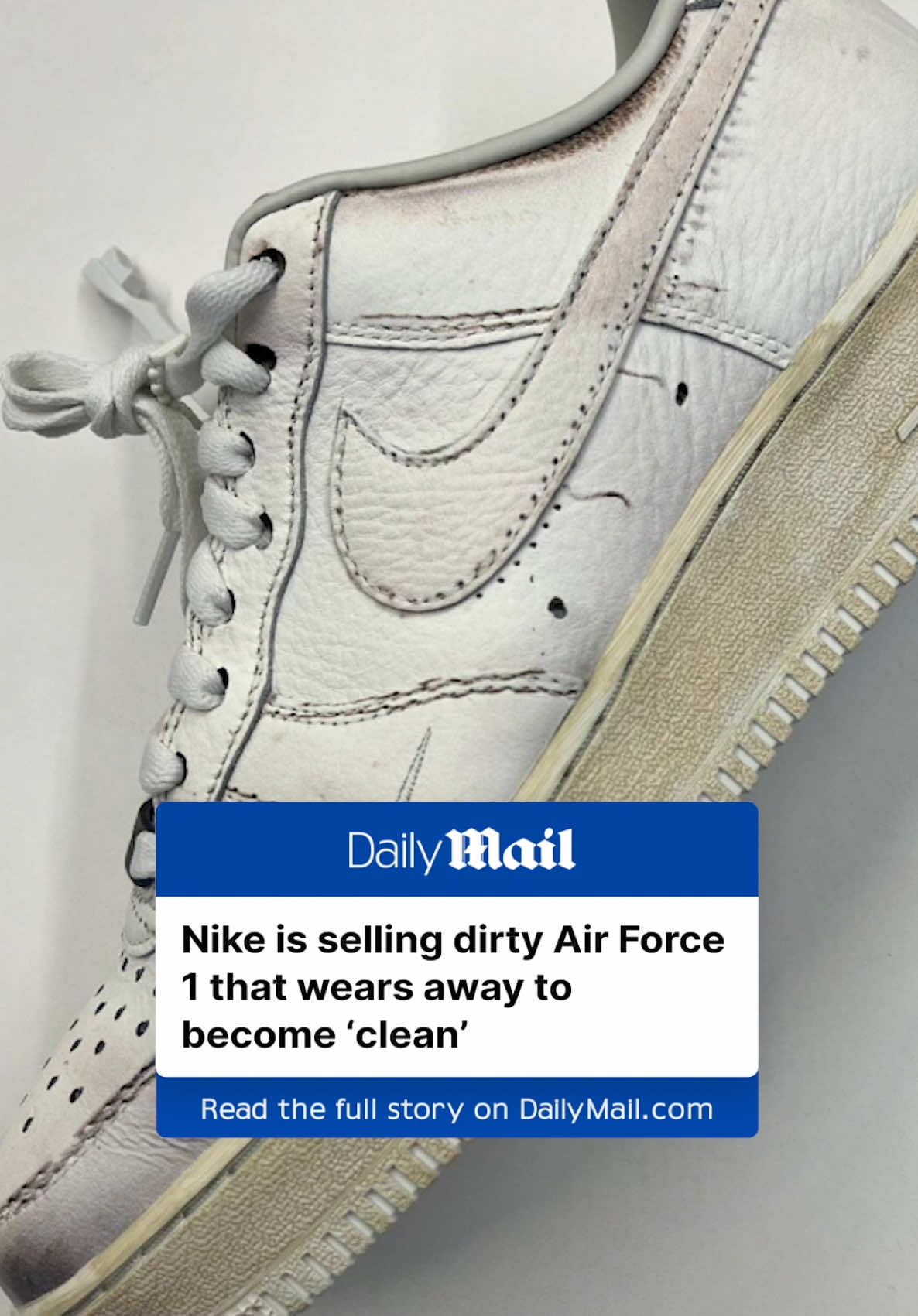 More than four decades after its debut, Nike is flipping the script on its iconic Air Force 1. The new Air Force 1 Low ‘Dirty Triple White’ features a distressed outer layer that gradually wears away to reveal pristine white leather underneath — a reverse-aging twist on the classic silhouette. For those who don’t want to wait, early pairs even came with a toothbrush to speed up the reveal. A ‘Dirty Triple Black’ version will release alongside it via the Snkrs app on May 7, both priced at $130. #sneakerhead #nike #sneakers #airforce #news #clothes