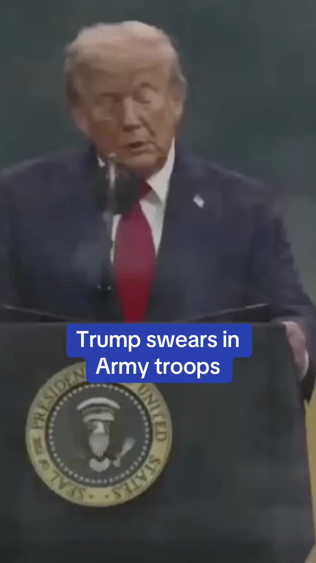 President Trump swore in a group of new and reenlisting Army troops during his military parade in Washington, D.C. Follow live coverage of the event at DailyMail.com #news #trump #politics
