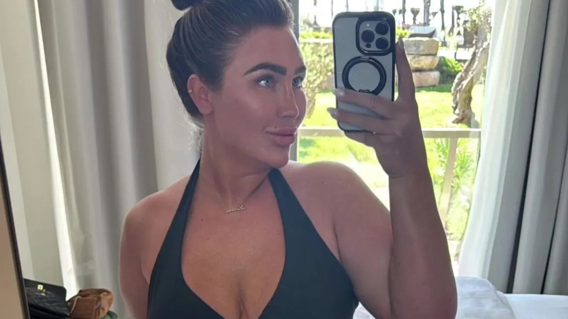 Lauren Goodger shows off her curves after jetting off to film Towie in Portugal