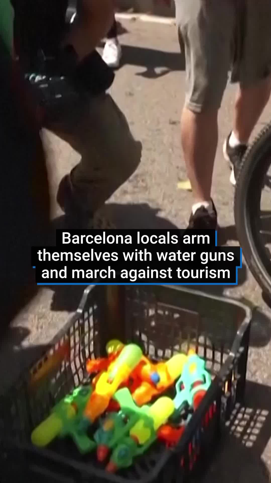 Thousands gathered in Barcelona's city centre to protest the overwhelming impact of mass tourism on local communities. The protest, organised by the Assemblea de Barris pel Decreixement Turístic (Neighbourhood Assembly for Tourism Degrowth), featured various symbolic actions: demonstrators squirted water pistols at shops and hotels, taped off hotel entrances, and set off smoke bombs near luxury stores such as Louis Vuitton. #barcelona #tourism #travel #spaintravel