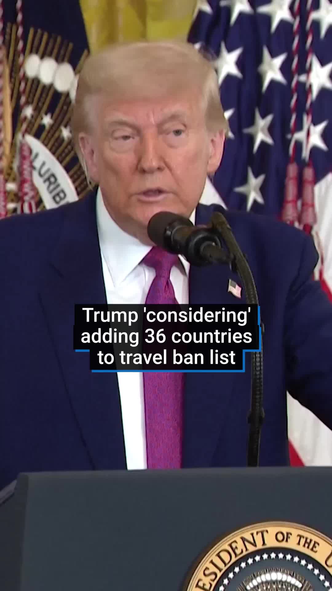 People from 12 countries are already banned from entering the United States – and now Donald Trump is said to be thinking of adding another 36 countries to the list. An internal memo about it reportedly says these countries have 60 days to meet new requirements, or face restrictions too. They include 25 countries in Africa, four in Asia, four in the Carribbean, and three in Oceania (scroll down to see the full list), and include strategic US partners Egypt and Djibouti. A form of the controversial travel ban was introduced during the president’s first term, and scrapped when he lost power. #donaldtrump #travelban #nigeria #ethiopia #egypt