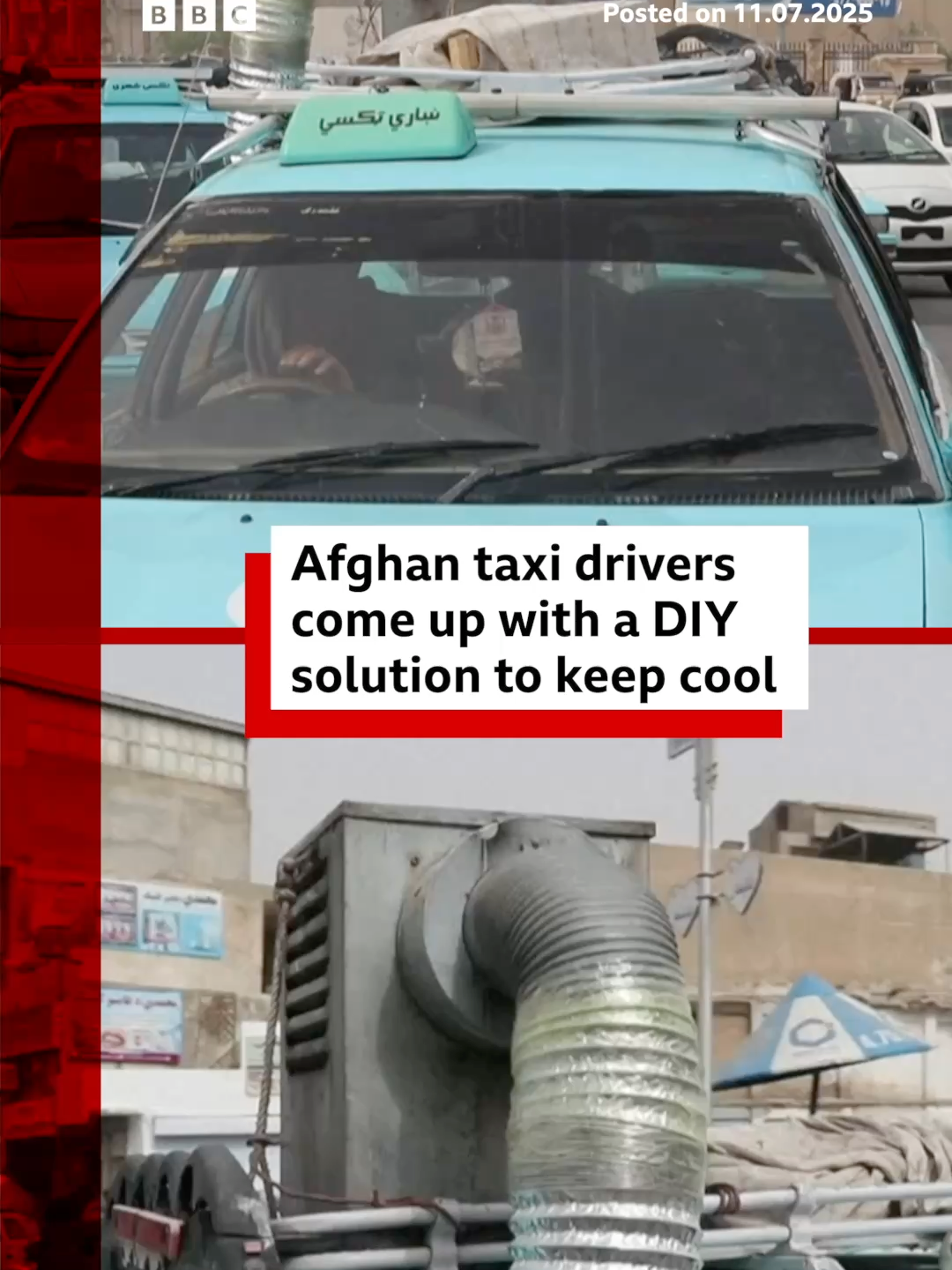 No AC? No problem. #Afghanistan #ClimateChange #Temperature #Taxi #Driving #HotWeather #ExtremeWeather #Heatwave #BBCNews