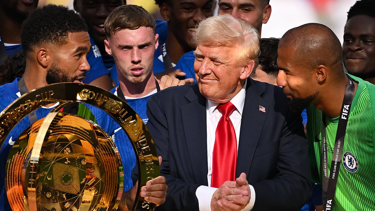What Donald Trump REALLY said to Chelsea stars in bizarre gatecrashing of Club World Cup trophy presentation is revealed by lip-reader