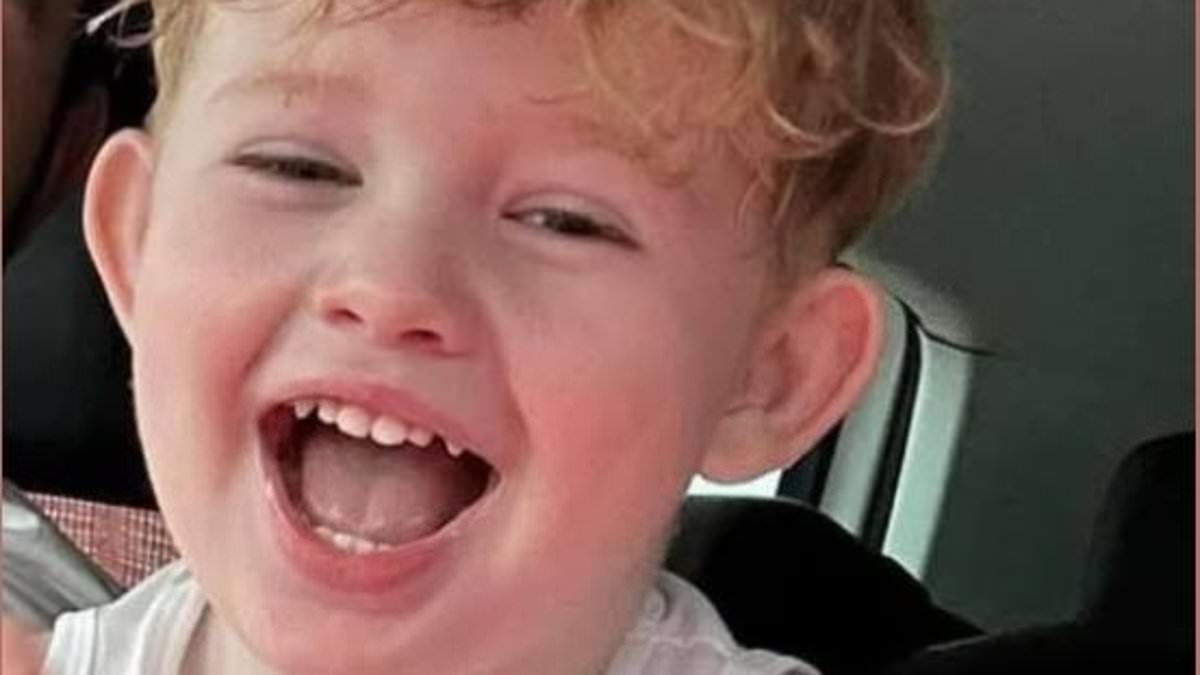 Heartbreaking floral tributes and a Porsche for funeral of little boy, four, killed in pick-up truck crash - as two relatives face trial for 'murder'