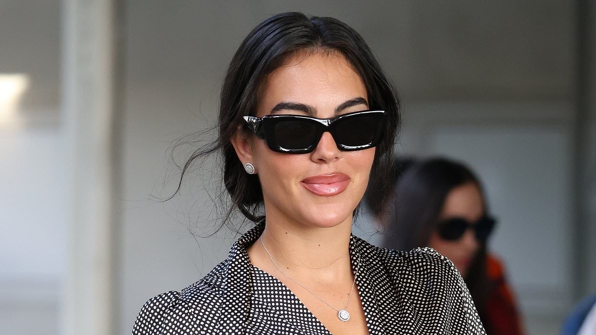 Cristiano Ronaldo's fiancée Georgina Rodriguez showcases giant 30-carat sparkling ring as she touches down in Venice in first public appearance since engagement