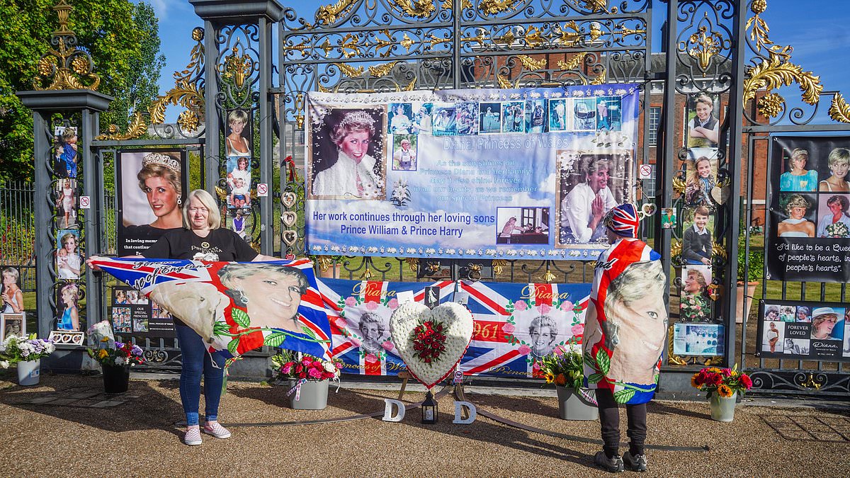'Forever missed, forever remembered': Princess Diana's fans mark her 28th death anniversary - as 'shrine' of flowers includes heartbreaking message to her 'loving sons' William and Harry