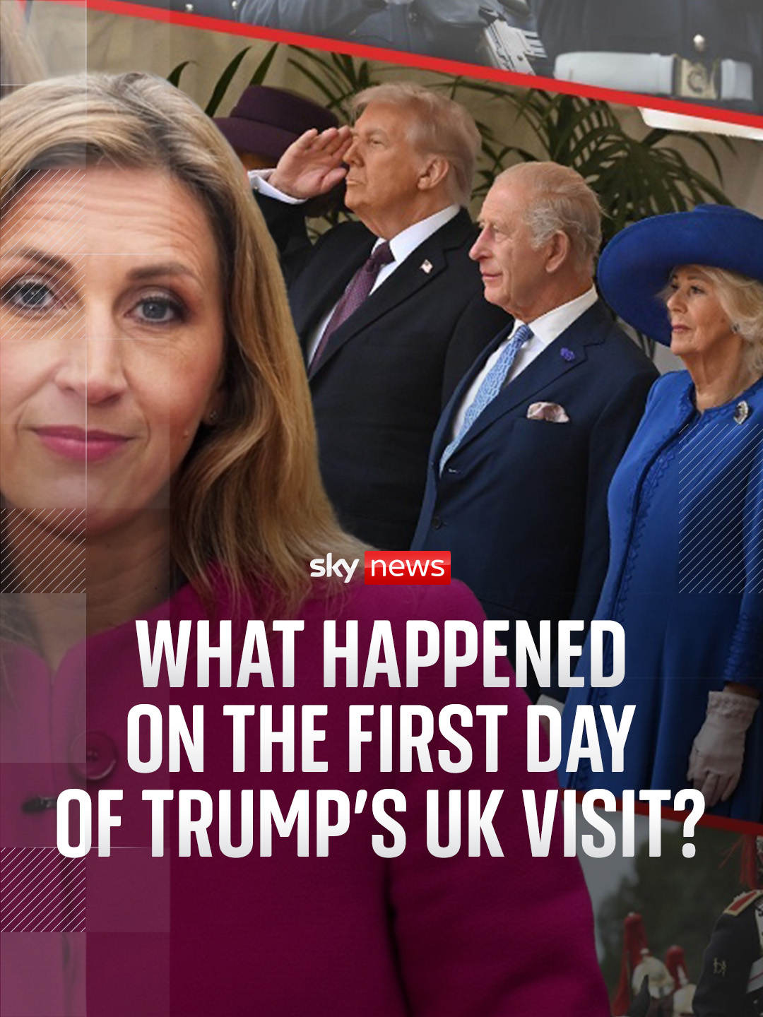 &quot;First and foremost the royals have been deployed in force...&quot; 👑 From a supersize military display to a lavish banquet, Sky's Rhiannon Mills says we have never &quot;seen a world leader hosted this closely&quot; as we take a look at day one of Donald Trump's state visit. #DonaldTrump #statevisit #USpresident #royals #KingCharles