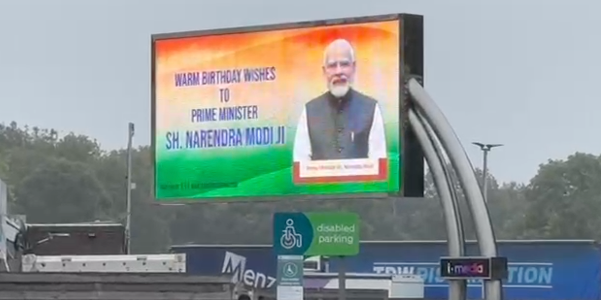 Drivers left bewildered after billboard wishing Indian Prime Minister Happy Birthday appears at Wiltshire service station