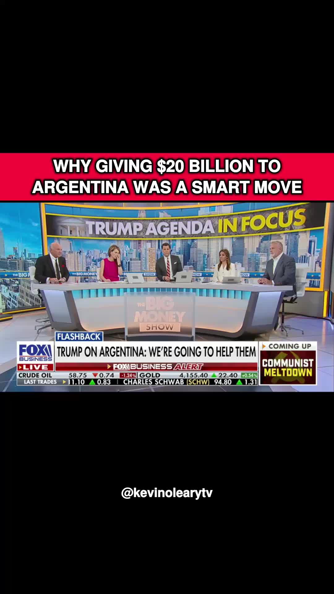 I'm for supporting a democracy, I'm for supporting a currency. If you let this economy collapse, you have built the embers for adversarial relationships in the future because it'll probably go to a more socialist government at some point. That's always the promise, is it's sort of like you're making a mini New York out of Argentina. So I'd rather they lend the $20 billion. I'm sure there's a way to get it back and trade from them. We should have a good relationship with them. I’m 100% for this. Smart move in my view.