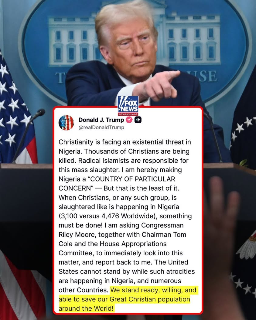 FAITH UNDER FIRE: Trump warns of a “mass slaughter” of Christians in Nigeria, says the U.S. is &quot;ready, willing and able&quot;...