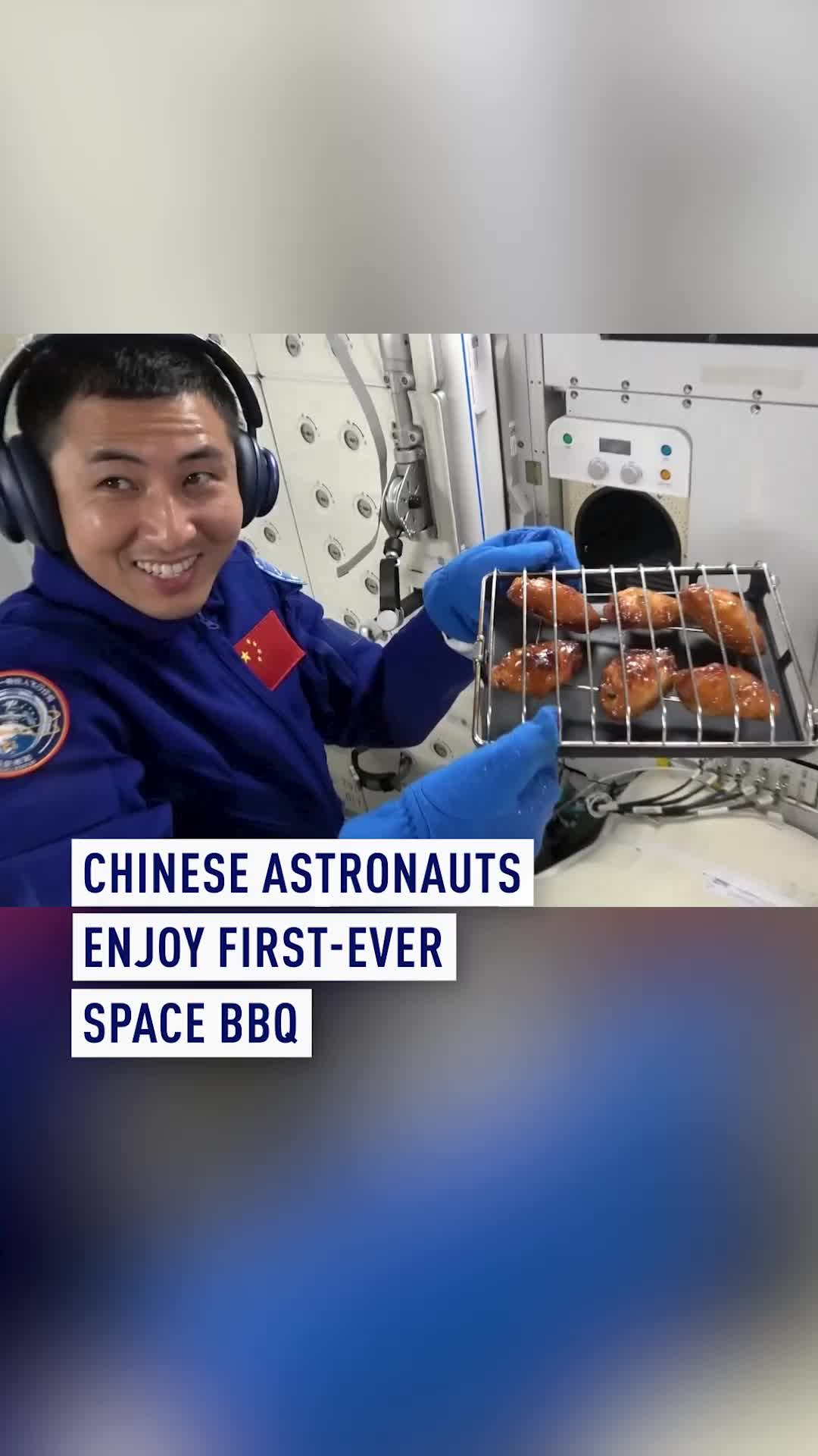 Freshly baked chicken wings… in space! Astronauts aboard China’s space station have just used an onboard oven to bake food in orbit — a world first! It gives astronauts a taste of home while they work among the stars. #SpaceBBQ #ChinaSpaceStation #AstronautLife #SpaceTech #Space #Tech