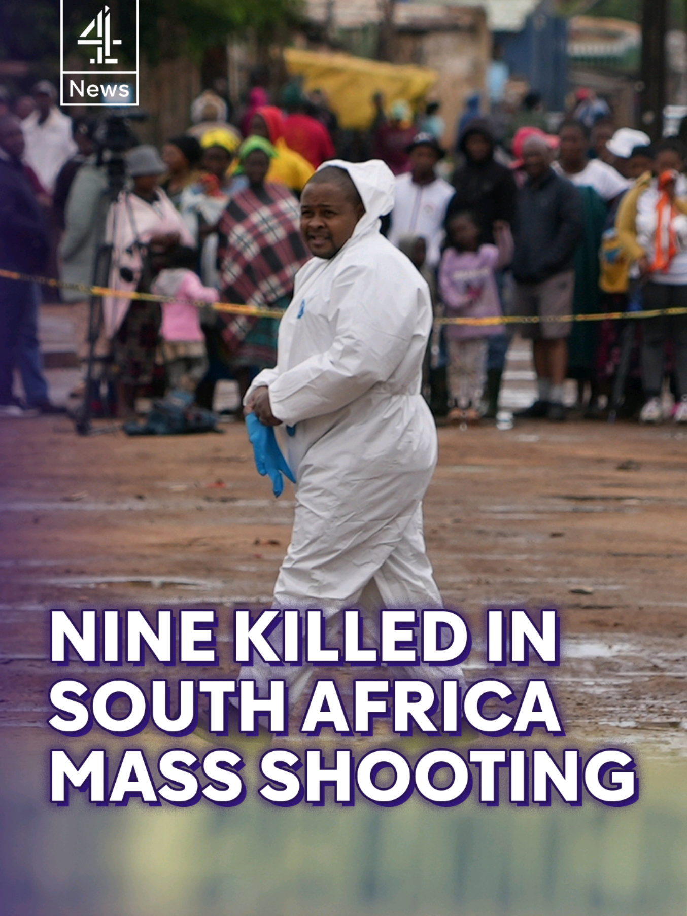 A manhunt is underway in South Africa after nine people were shot dead and 10 others wounded at a pub in the township of Bekkersdal. 12 suspects in a white minibus arrived at the venue around 28 miles west of Johannesburg early on Sunday morning and began opening fire before fleeing the scene. It is the second mass shooting to happen in the country in three weeks. #SouthAfrica #Crime #Bekkersdal #Africa #C4News