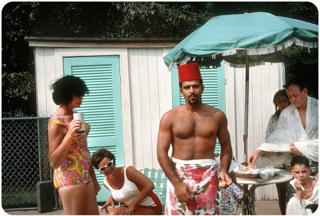 Group of friends at a pool party, 1968.