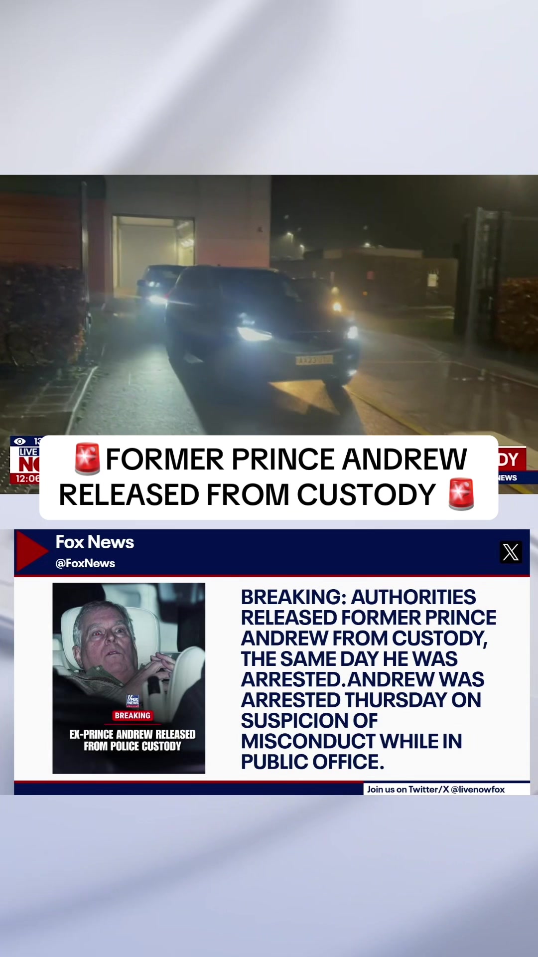 Former Prince Andrew has been released from custody.  #news #breaking #epstein #epsteinfiles