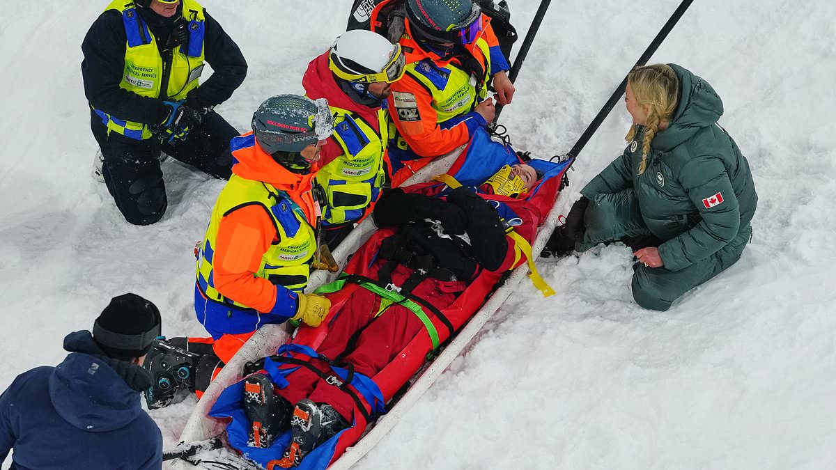 Horror at Winter Olympics as Canadian skier is stretchered off after sickening crash during halfpipe event