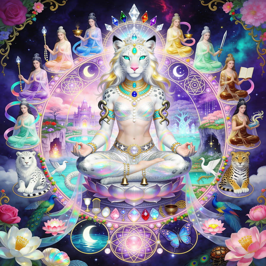 White Lioness Meditates Among Cosmic Goddesses by HomeWallArtDecor on DeviantArt