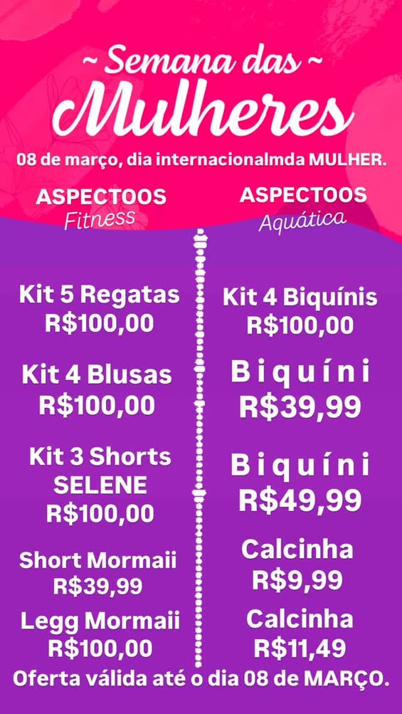 3 Shorts por R$100,00 4 Blusas por R$100,00 4 Biquínis por R&100,00 5 Regatas por R$100,00  Semana de Ofertas... +500 Co...