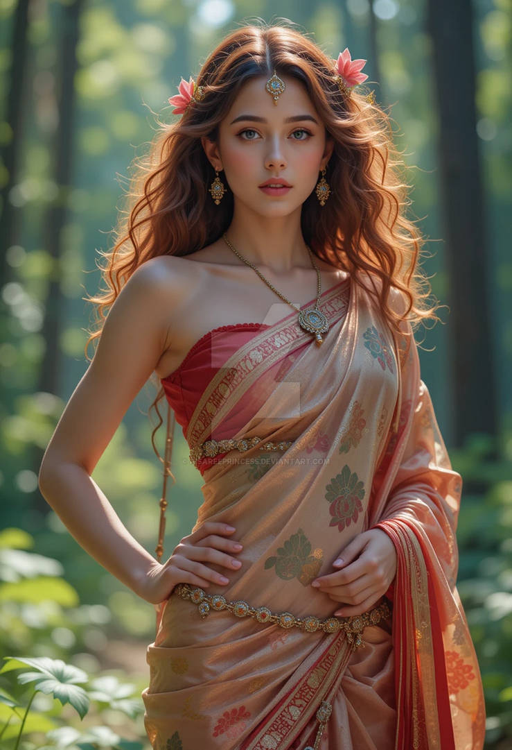 Forest Saree Queen - Sunlight Between the Trees by AiSareePrincess on DeviantArt