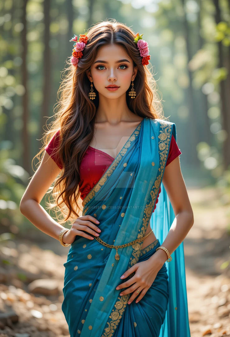 Forest Saree Queen - The Untamed Elegance Within by AiSareePrincess on DeviantArt