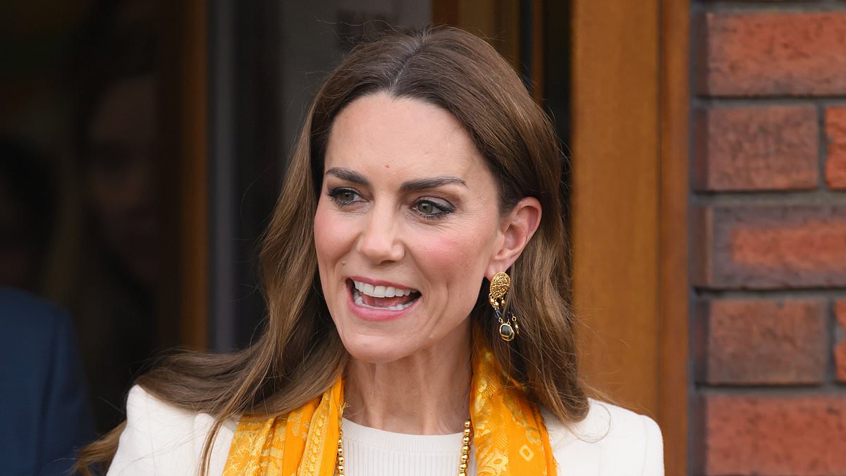 Kate's Bollywood glam! Princess dons traditional flower garland over Ralph Lauren dress as she visits Hindu temple to mark Holi festival of spring