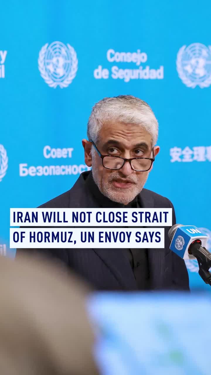 Iran’s ambassador to the United Nations said that his country was ‘not going to close the Strait of Hormuz’, a narrow and economically important waterway on the Persian Gulf. Amir Saeid Iravani however stressed to journalists at the UN headquarters in New York that it was Iran’s ‘inherent right’ to defend itself against aggression. On Thursday, Iran’s new Supreme Leader had said blocking the Strait could be used as ‘leverage’ in the region. #Iran #Hormuz #UN #Shipping #Oil #USA #Israel #War #PersianGulf
