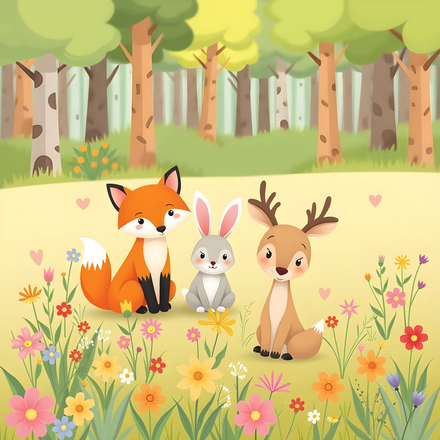 FREEBIE | Cute Woodland Animals Background PNG by Patternado on DeviantArt