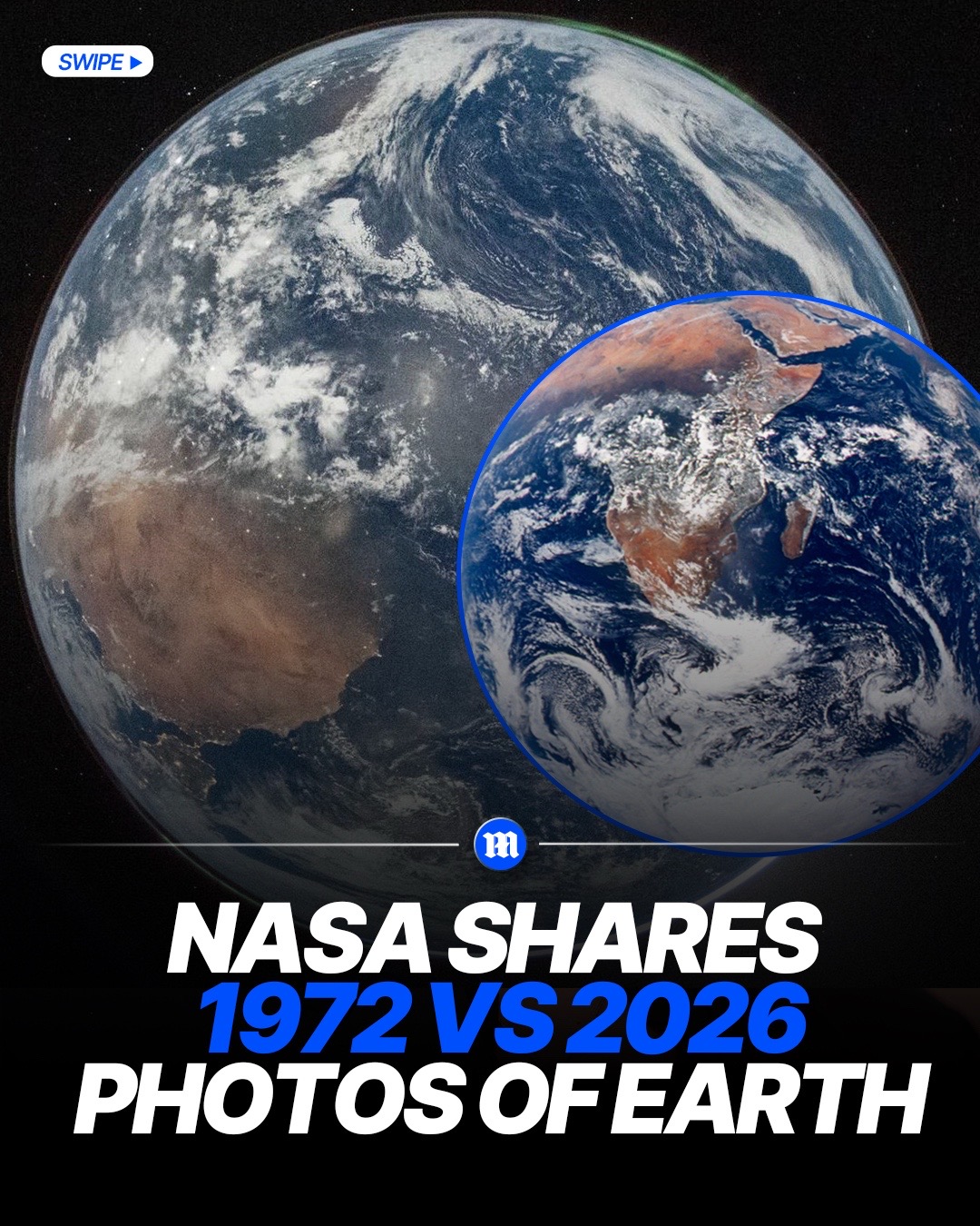 NASA has revealed incredible pics of Earth from Artemis II, comparing it with a 1972 Apollo 17 image.  Their statement added that; ‘we’ve come so far in the last 54 years, but one thing hasn’t changed: Our home looks gorgeous from space! The left view is from the Apollo 17 crew in 1972, and the right was captured yesterday by the Artemis II crew.’ #space #earth #image #NASA #home